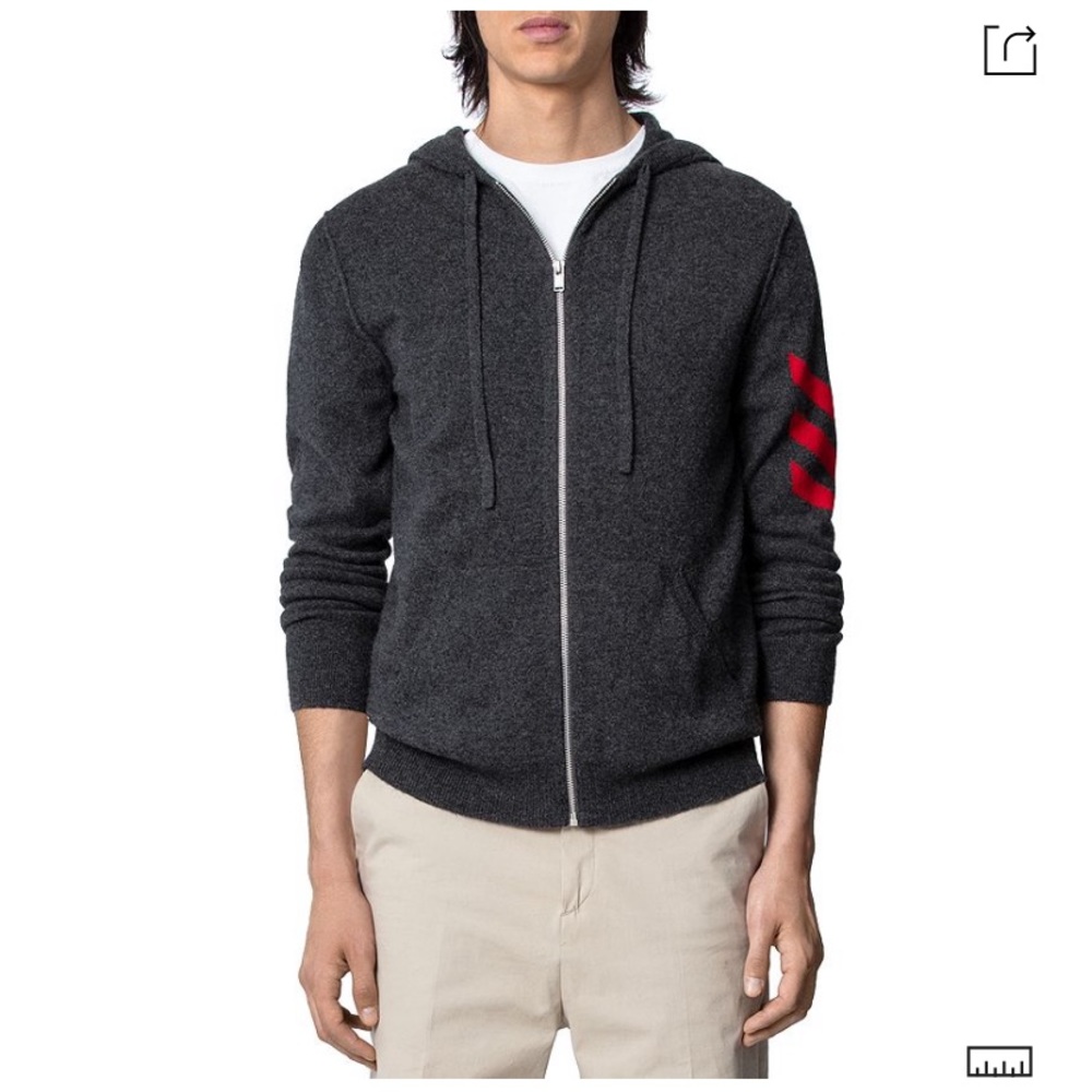 ZADIG & VOLTAIRE CASHMERE CHEVRON HOODIE black